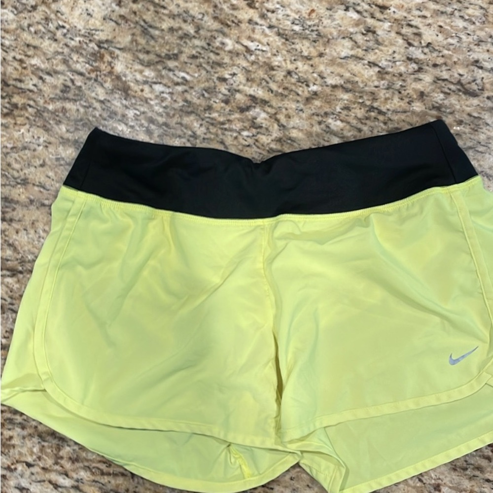 Nike Women's Athletic Shorts in Bright Yellow and Black